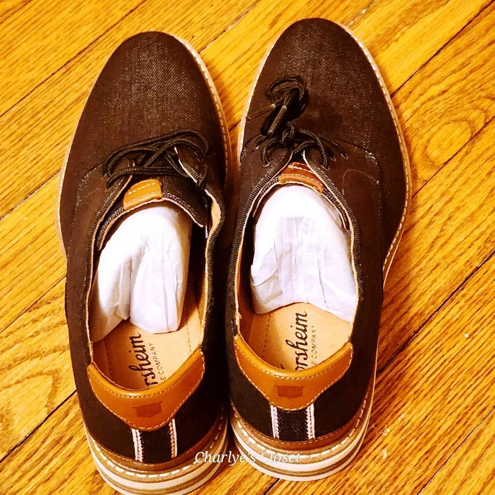 Florsheim Highland Canvas Denim‎ Oxford 7.5M NWOB Blk/Wht 14273-001 Casual Euro